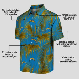 NFL Logo Los Angeles Chargers Tropical Hawaiian Shirt, Blue Leafy Palms Shirt for Summer