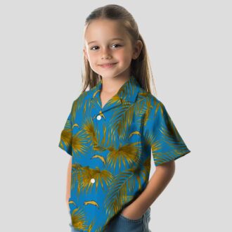 NFL Logo Los Angeles Chargers Tropical Hawaiian Shirt, Blue Leafy Palms Shirt for Summer