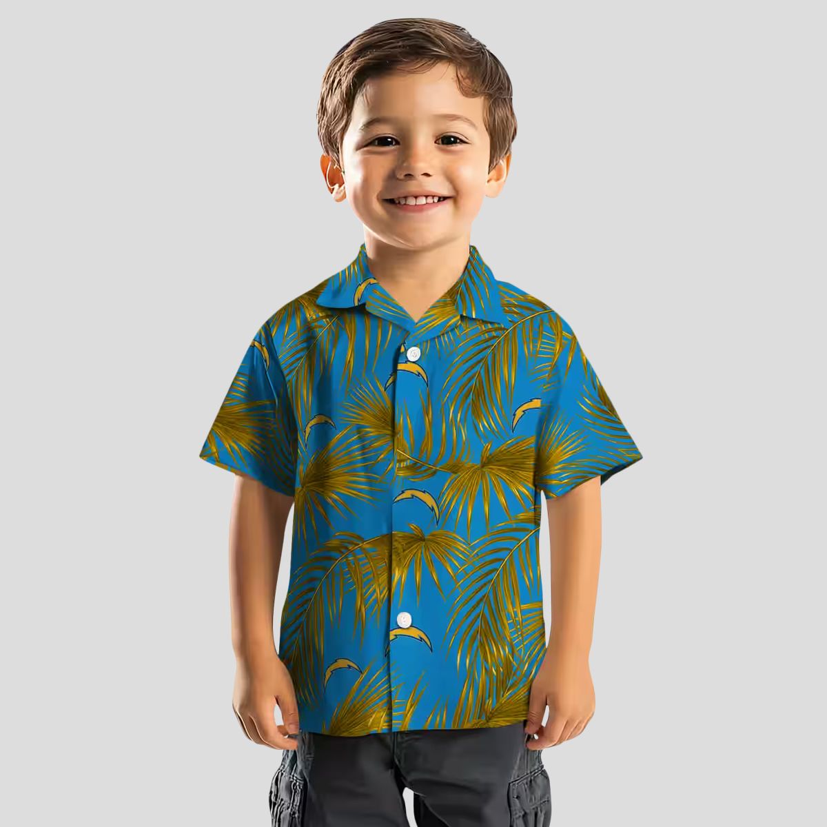 NFL Logo Los Angeles Chargers Tropical Hawaiian Shirt, Blue Leafy Palms Shirt for Summer