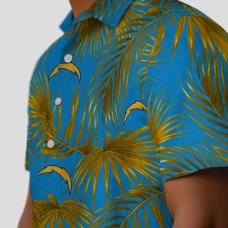NFL Logo Los Angeles Chargers Tropical Hawaiian Shirt, Blue Leafy Palms Shirt for Summer