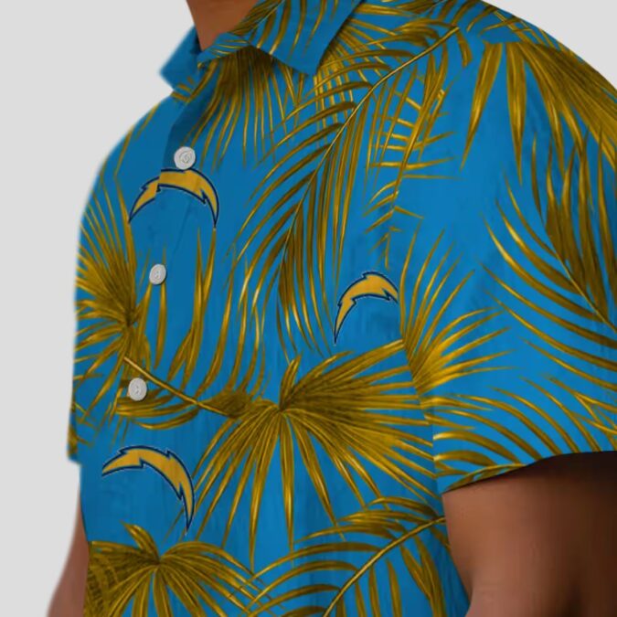 NFL Logo Los Angeles Chargers Tropical Hawaiian Shirt, Blue Leafy Palms Shirt for Summer