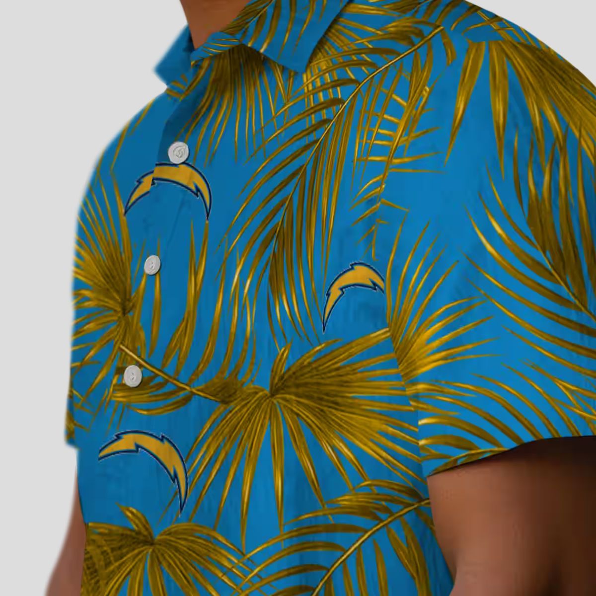 NFL Logo Los Angeles Chargers Tropical Hawaiian Shirt, Blue Leafy Palms Shirt for Summer