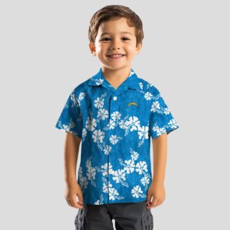 NFL Los Angeles Chargers Blue Hawaiian Shirt, Hibiscus Clusters Style for Men