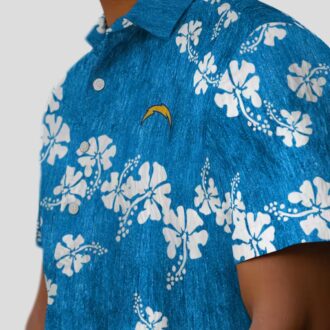 NFL Los Angeles Chargers Blue Hawaiian Shirt, Hibiscus Clusters Style for Men