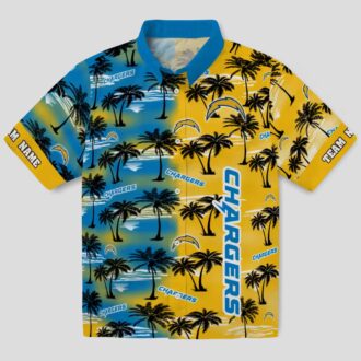 NFL Los Angeles Chargers Custom Hawaiian Shirt, Palm Silhouettes Blue Tropical Shirt
