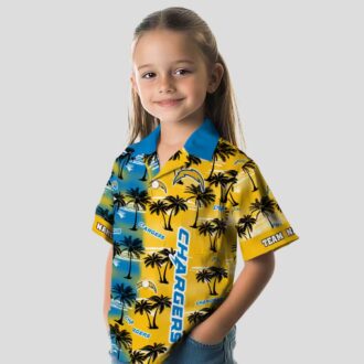 NFL Los Angeles Chargers Custom Hawaiian Shirt, Palm Silhouettes Blue Tropical Shirt