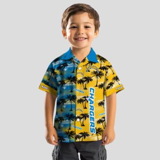 NFL Los Angeles Chargers Custom Hawaiian Shirt, Palm Silhouettes Blue Tropical Shirt