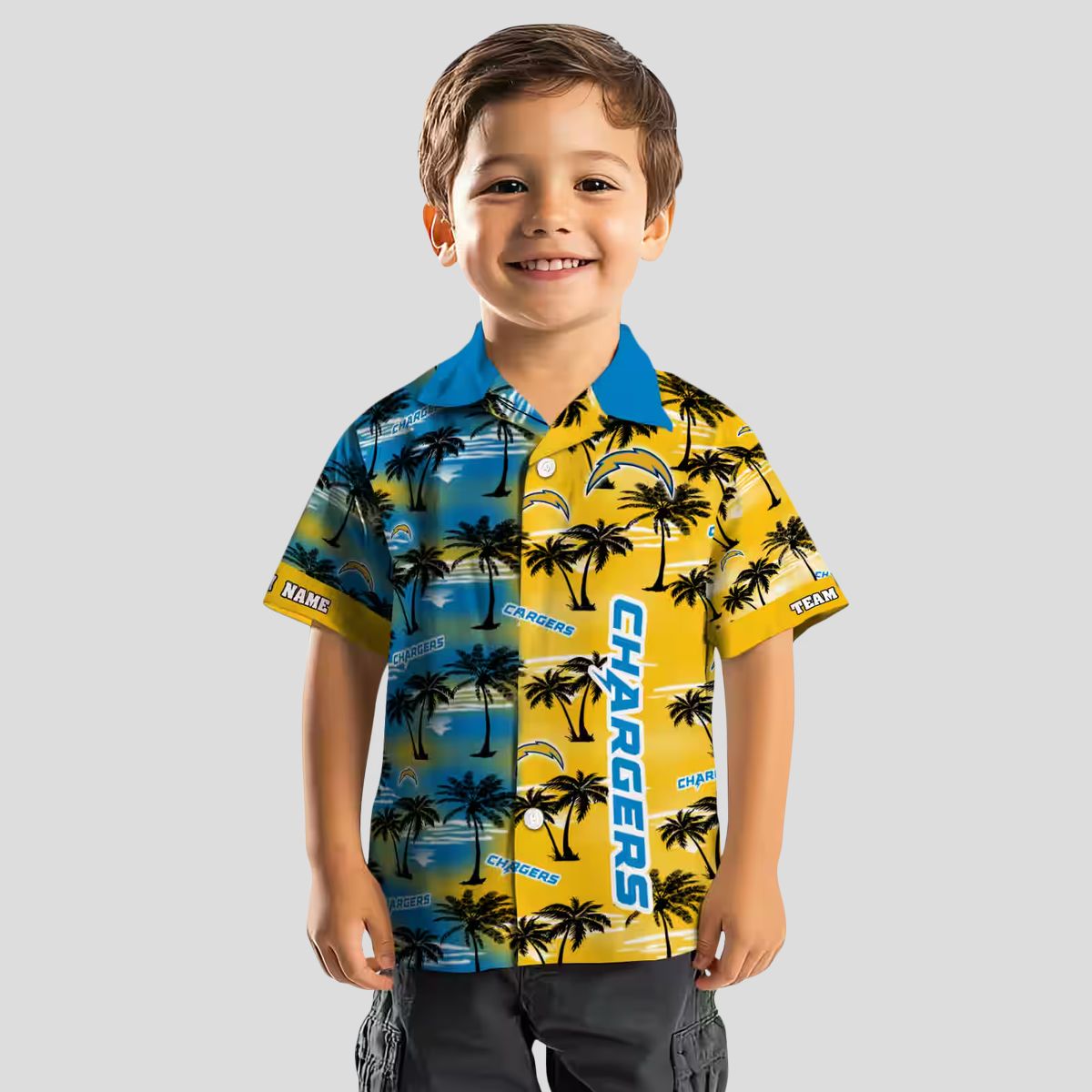 NFL Los Angeles Chargers Custom Hawaiian Shirt, Palm Silhouettes Blue Tropical Shirt