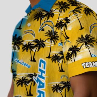 NFL Los Angeles Chargers Custom Hawaiian Shirt, Palm Silhouettes Blue Tropical Shirt