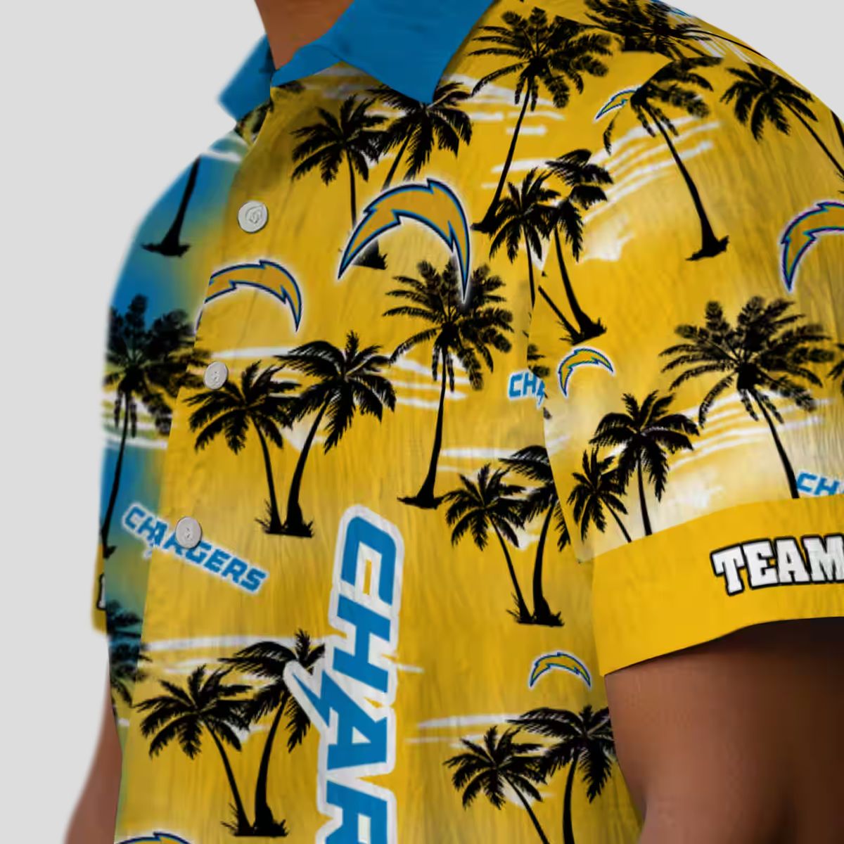 NFL Los Angeles Chargers Custom Hawaiian Shirt, Palm Silhouettes Blue Tropical Shirt
