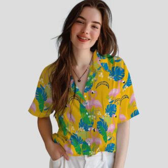 NFL Los Angeles Chargers Flamingo Hawaiian Shirt, Blue Green Tropical Foliage Shirt