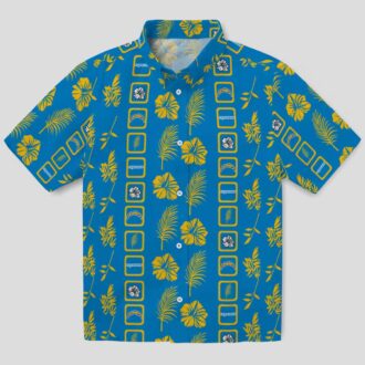 NFL Los Angeles Chargers Hawaiian Shirt, Framed Blue Floral Aloha Shirt for Men