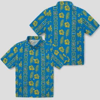 NFL Los Angeles Chargers Hawaiian Shirt, Framed Blue Floral Aloha Shirt for Men