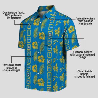 NFL Los Angeles Chargers Hawaiian Shirt, Framed Blue Floral Aloha Shirt for Men