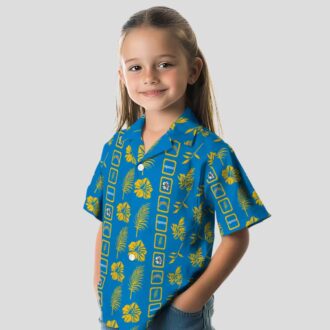 NFL Los Angeles Chargers Hawaiian Shirt, Framed Blue Floral Aloha Shirt for Men