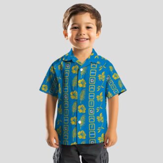 NFL Los Angeles Chargers Hawaiian Shirt, Framed Blue Floral Aloha Shirt for Men