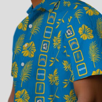 NFL Los Angeles Chargers Hawaiian Shirt, Framed Blue Floral Aloha Shirt for Men