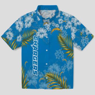 NFL Los Angeles Chargers Hibiscus Hawaiian Shirt, Blue Tropical Beach Shirt for Fans
