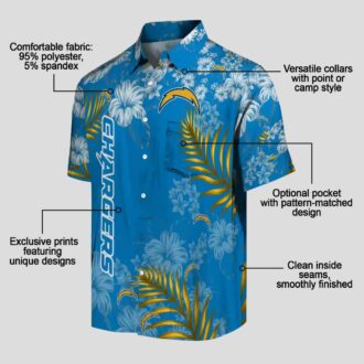 NFL Los Angeles Chargers Hibiscus Hawaiian Shirt, Blue Tropical Beach Shirt for Fans