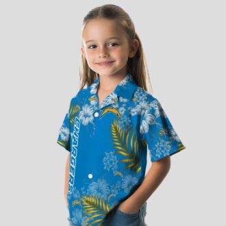 NFL Los Angeles Chargers Hibiscus Hawaiian Shirt, Blue Tropical Beach Shirt for Fans