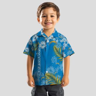 NFL Los Angeles Chargers Hibiscus Hawaiian Shirt, Blue Tropical Beach Shirt for Fans