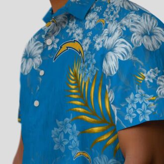 NFL Los Angeles Chargers Hibiscus Hawaiian Shirt, Blue Tropical Beach Shirt for Fans