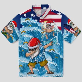 NFL Los Angeles Chargers Surfing Santa Blue Hawaiian Shirt for NFL Fans