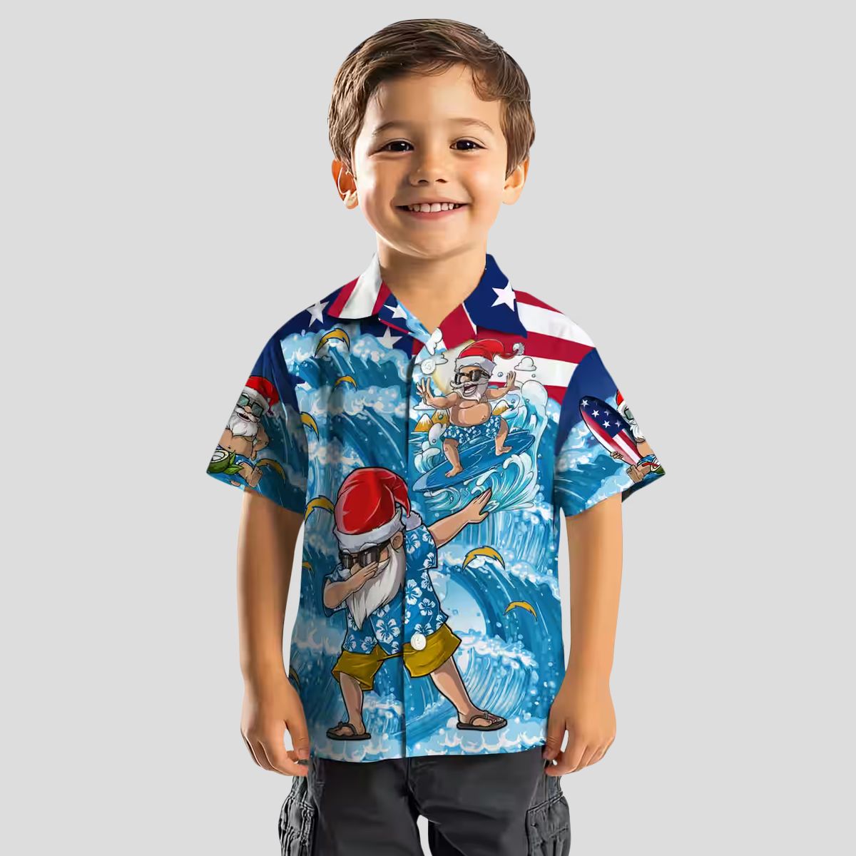 NFL Los Angeles Chargers Surfing Santa Blue Hawaiian Shirt for NFL Fans