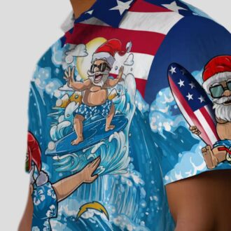 NFL Los Angeles Chargers Surfing Santa Blue Hawaiian Shirt for NFL Fans