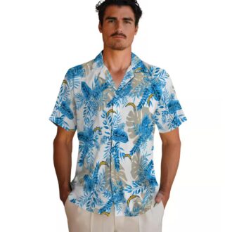 NFL Los Angeles Chargers Tropical Leaves Hawaiian Shirt, Blue & White Aloha Shirt