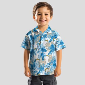 NFL Los Angeles Chargers Tropical Leaves Hawaiian Shirt, Blue & White Aloha Shirt