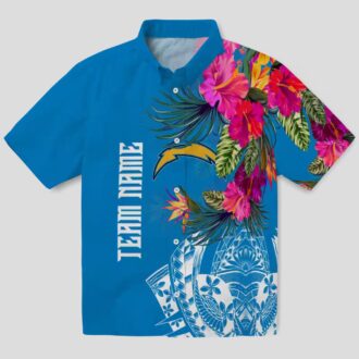 Polynesian Blue Hawaiian Shirt Los Angeles Chargers NFL - Floral Aloha Design