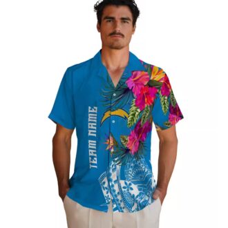 Polynesian Blue Hawaiian Shirt Los Angeles Chargers NFL - Floral Aloha Design