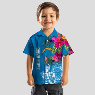 Polynesian Blue Hawaiian Shirt Los Angeles Chargers NFL - Floral Aloha Design