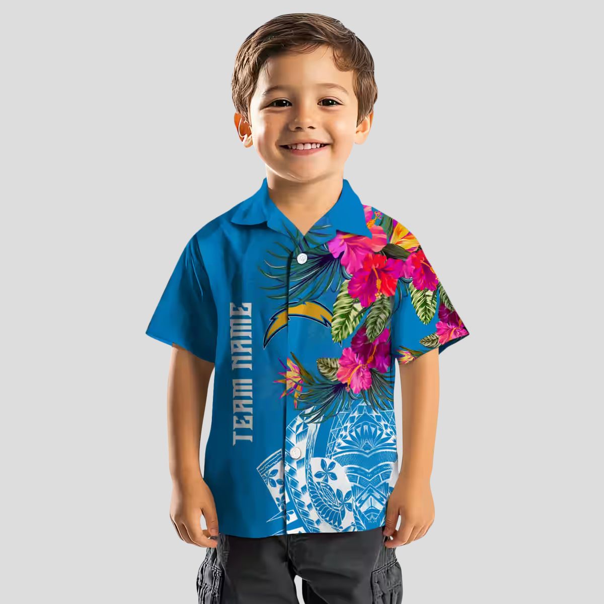 Polynesian Blue Hawaiian Shirt Los Angeles Chargers NFL - Floral Aloha Design