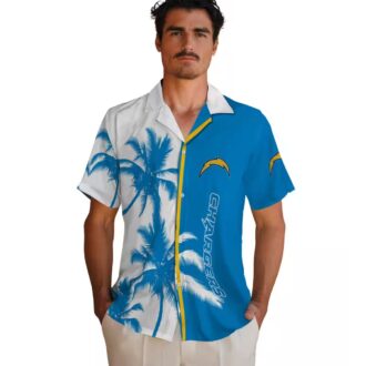 Tropical Palm Trees Hawaiian Shirt, Los Angeles Chargers Blue & White NFL Beach Shirt