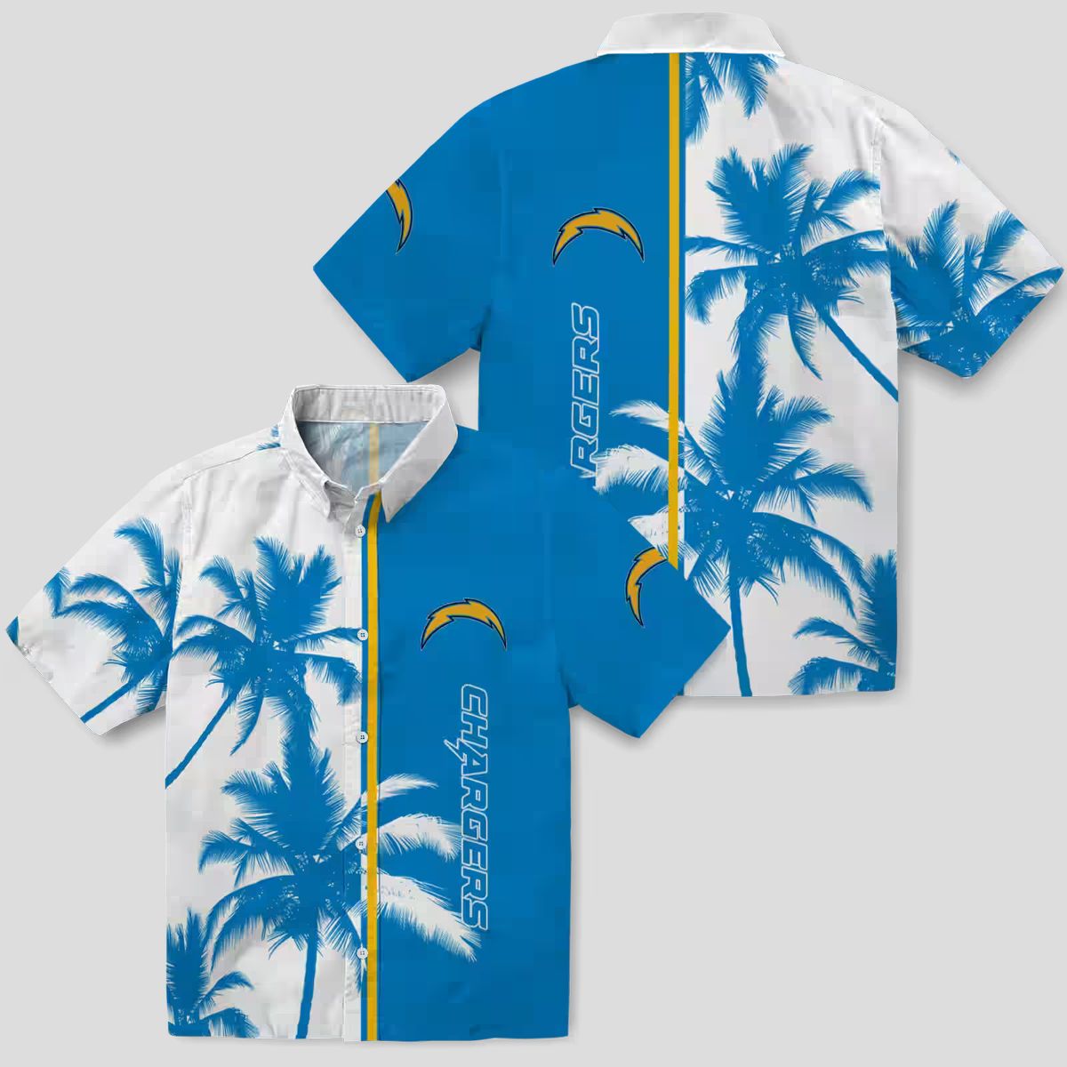 Tropical Palm Trees Hawaiian Shirt, Los Angeles Chargers Blue & White NFL Beach Shirt