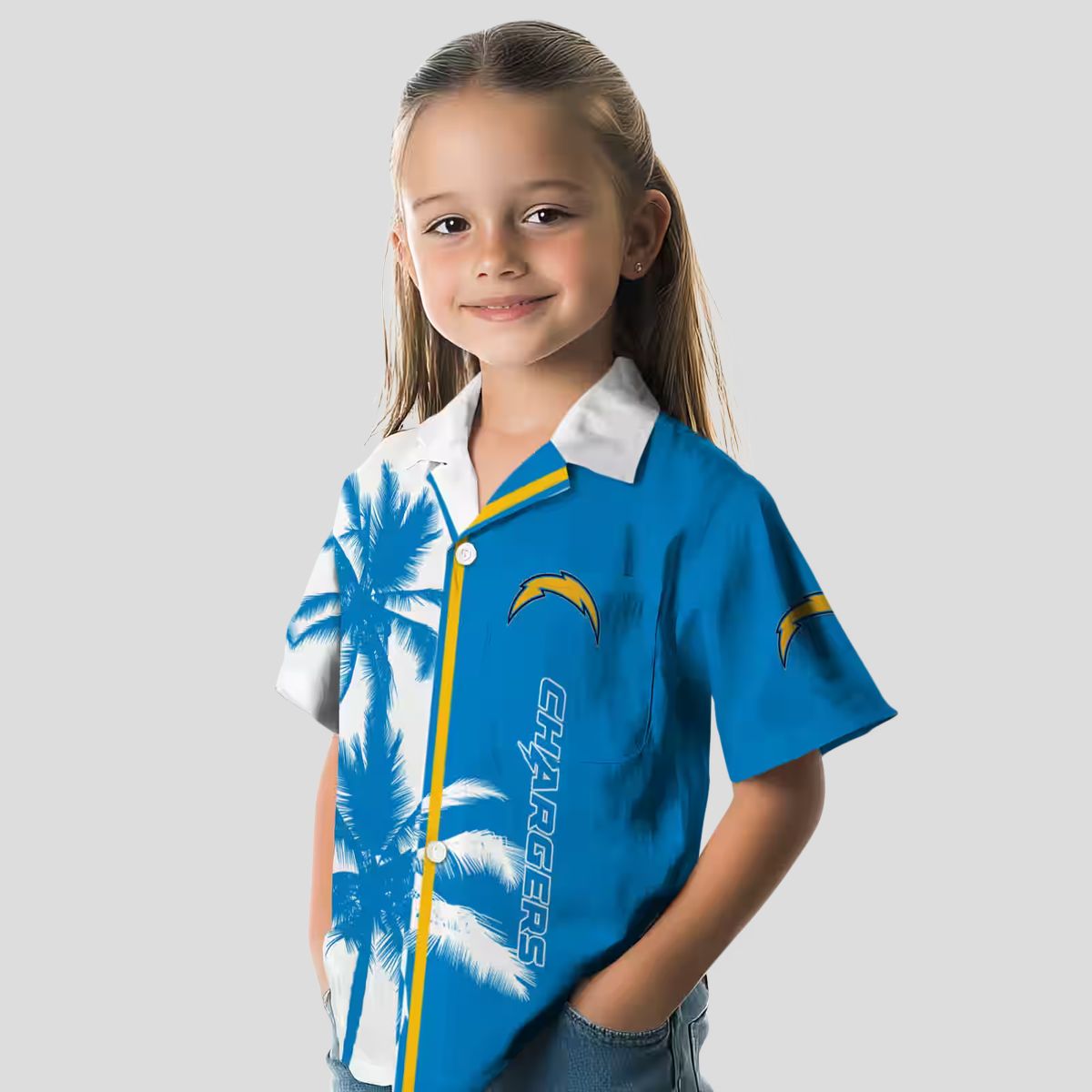 Tropical Palm Trees Hawaiian Shirt, Los Angeles Chargers Blue & White NFL Beach Shirt
