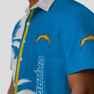 Tropical Palm Trees Hawaiian Shirt, Los Angeles Chargers Blue & White NFL Beach Shirt