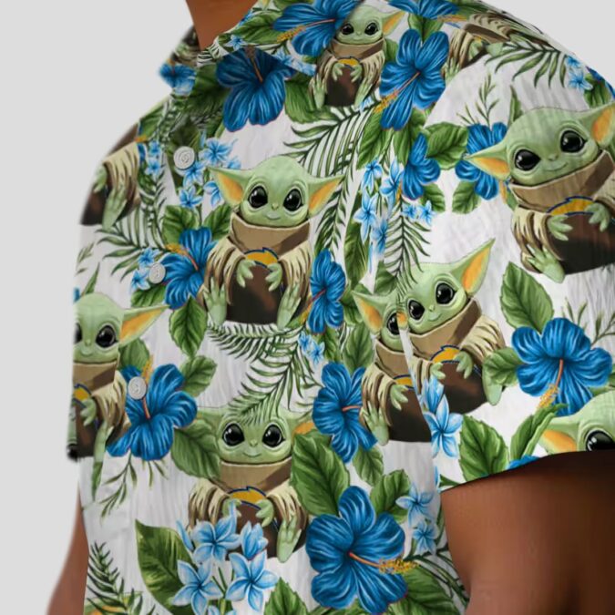 Yoda Green Los Angeles Chargers Hawaiian Shirt, Tropical NFL Fan Summer Beach Style