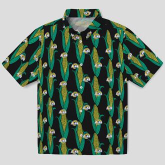 Black Green Los Angeles Rams Hawaiian Shirt, Corn Motif NFL Aloha Shirt for Men & Women