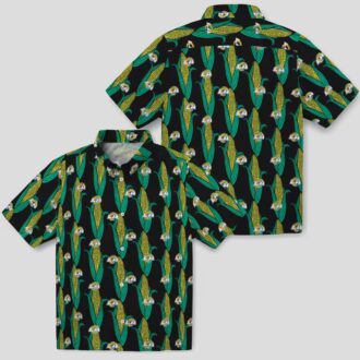Black Green Los Angeles Rams Hawaiian Shirt, Corn Motif NFL Aloha Shirt for Men & Women