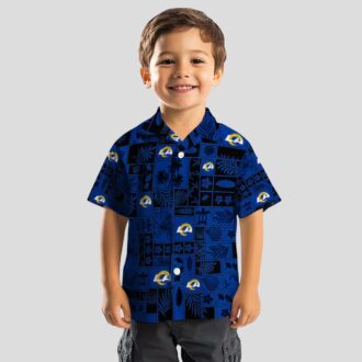 Blue Black Los Angeles Rams Hawaiian Shirt, Tropical Patchwork Design for NFL Fans