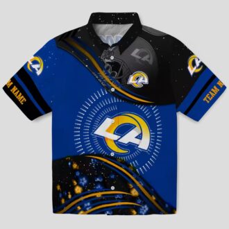 Blue Black Los Angeles Rams Hawaiian Shirt, Tropical Wave Beach Shirt for Football Fans