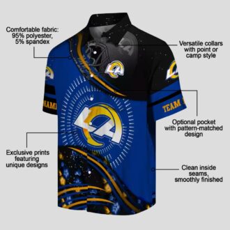 Blue Black Los Angeles Rams Hawaiian Shirt, Tropical Wave Beach Shirt for Football Fans