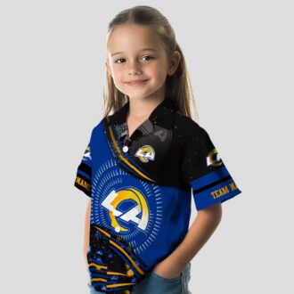 Blue Black Los Angeles Rams Hawaiian Shirt, Tropical Wave Beach Shirt for Football Fans
