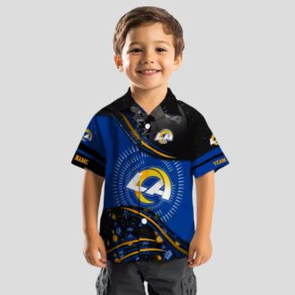 Blue Black Los Angeles Rams Hawaiian Shirt, Tropical Wave Beach Shirt for Football Fans
