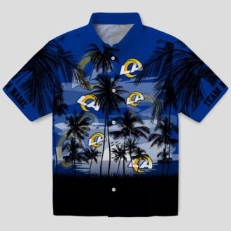 Blue Black Los Angeles Rams Sunset Hawaiian Shirt, Custom Aloha Shirt for NFL Fans