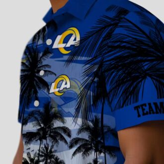 Blue Black Los Angeles Rams Sunset Hawaiian Shirt, Custom Aloha Shirt for NFL Fans