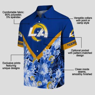 Blue Floral Chevron Hawaiian Shirt, Los Angeles Rams Custom NFL Shirt for Beach